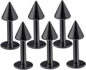 6pcs 16g Labret Stud Lip Ring Cartilage Tragus Snakebite Monroe Triple Forward Helix Conch Medusa Lobe Black Spike Pick Size