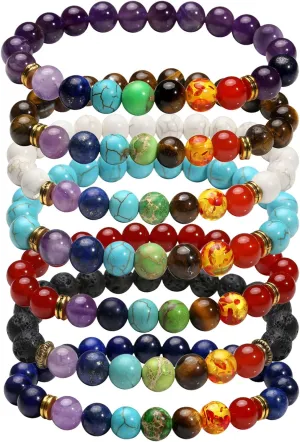 7 Chakra Reiki Healing Crystal Stretch Bracelets Natural Lava Rock stone Yoga Beads Bracelet