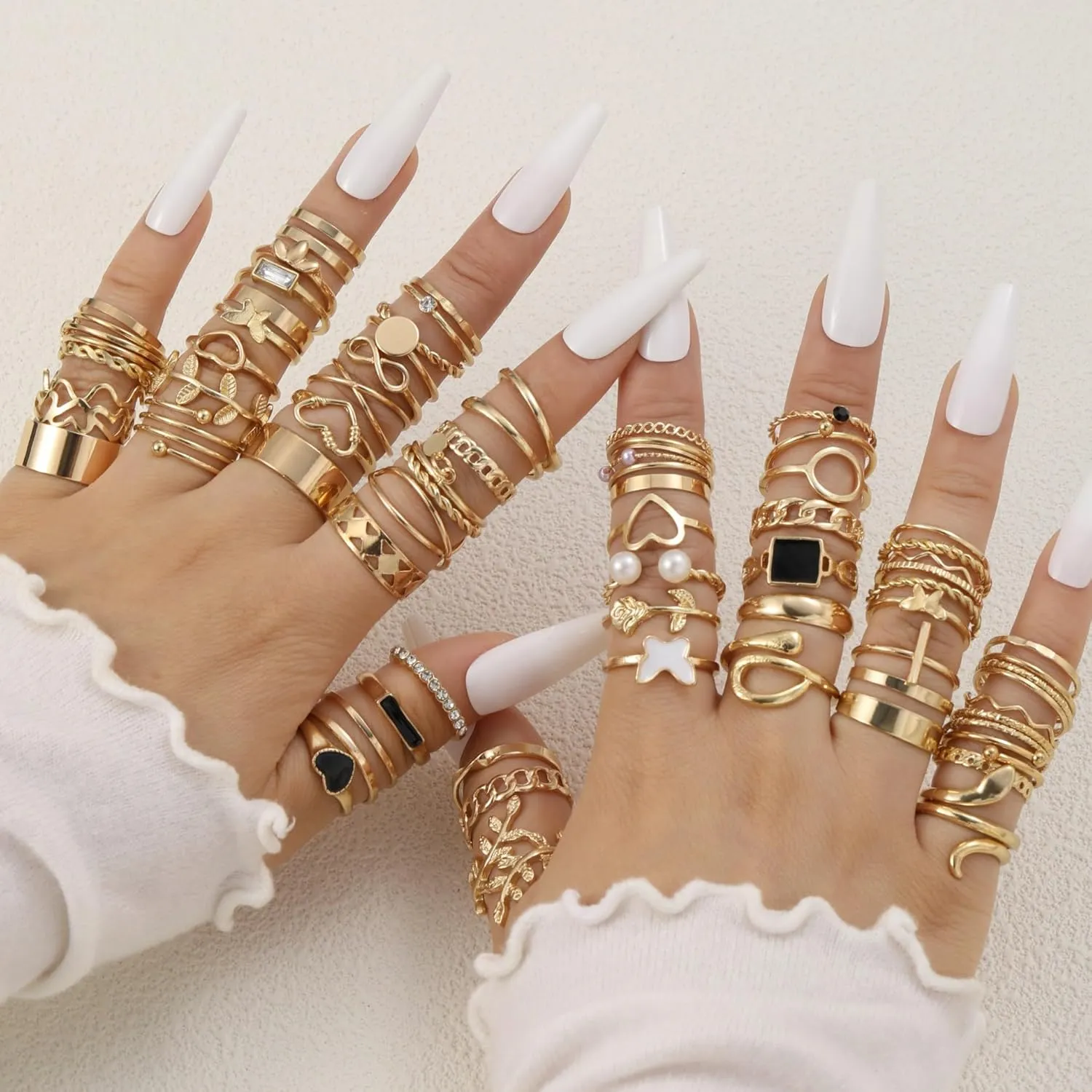 73 Pcs Gold Knuckle Rings for Women, 14K Gold Stackable Chunky Rings Pack, That Don't Tarnish Gold Rings, Vintage Boho Heart Butterfly Ring Jewelry Set