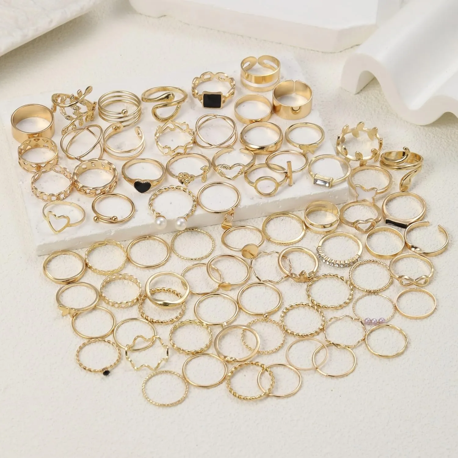 73 Pcs Gold Knuckle Rings for Women, 14K Gold Stackable Chunky Rings Pack, That Don't Tarnish Gold Rings, Vintage Boho Heart Butterfly Ring Jewelry Set