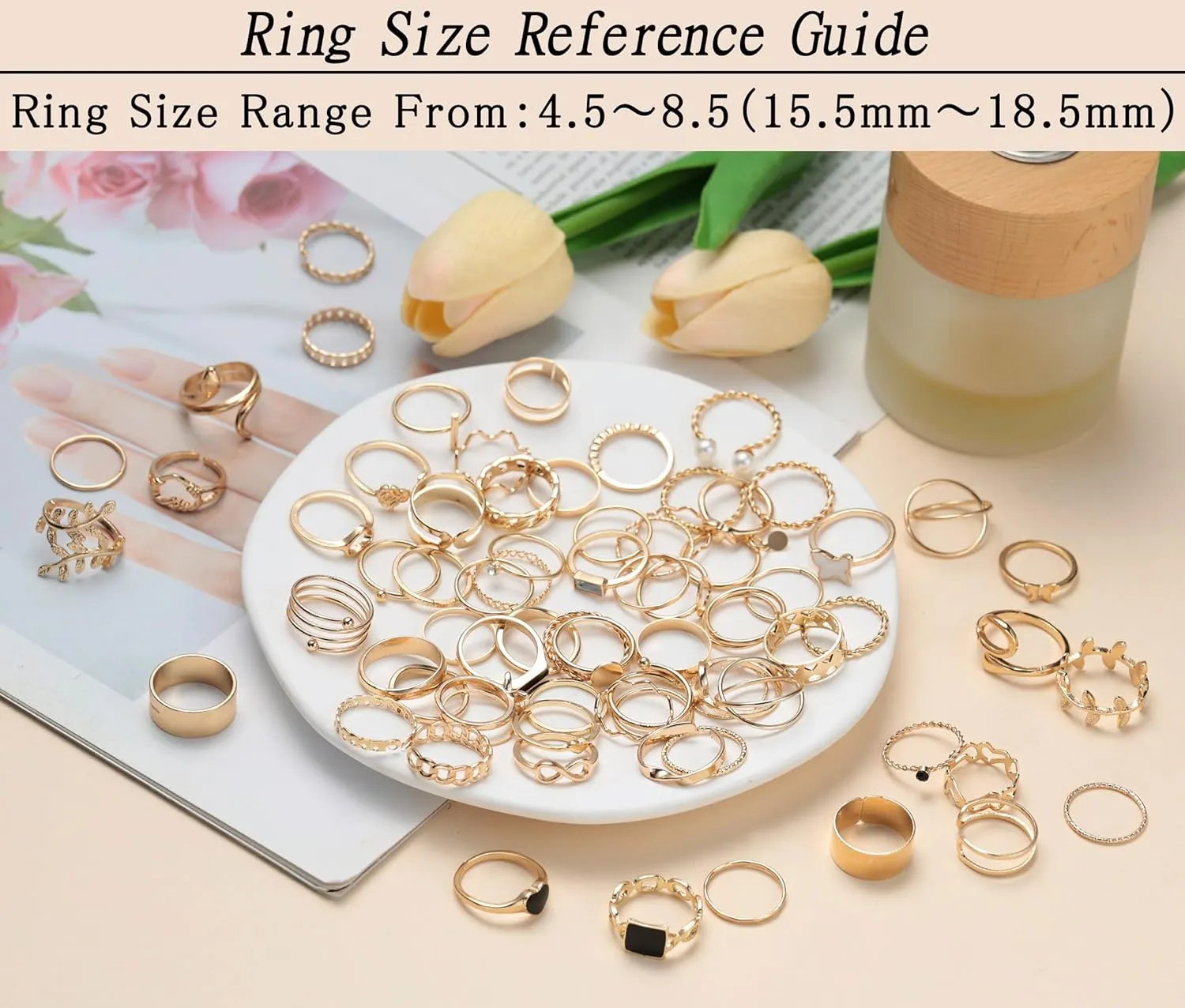 73 Pcs Gold Knuckle Rings for Women, 14K Gold Stackable Chunky Rings Pack, That Don't Tarnish Gold Rings, Vintage Boho Heart Butterfly Ring Jewelry Set