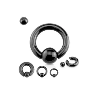 8G PA Rings Captive Bead Rings Black Spring Action CBR Rings Septum Ring Ear Gauges Earrings Piercing Jewelry 5/8 16mm