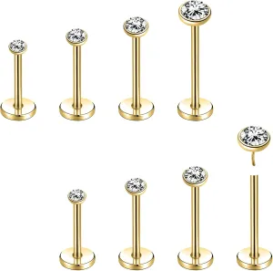 8Pcs 20G 18G Threadless Push in Nose Stud Rings for Women Men Stainless Steel Nose Studs Nostril Piercing Jewelry CZ Nose Rings Studs 1.5MM 2MM 2.5MM 3MM Black Silver Gold Bar Length 7mm 5mm