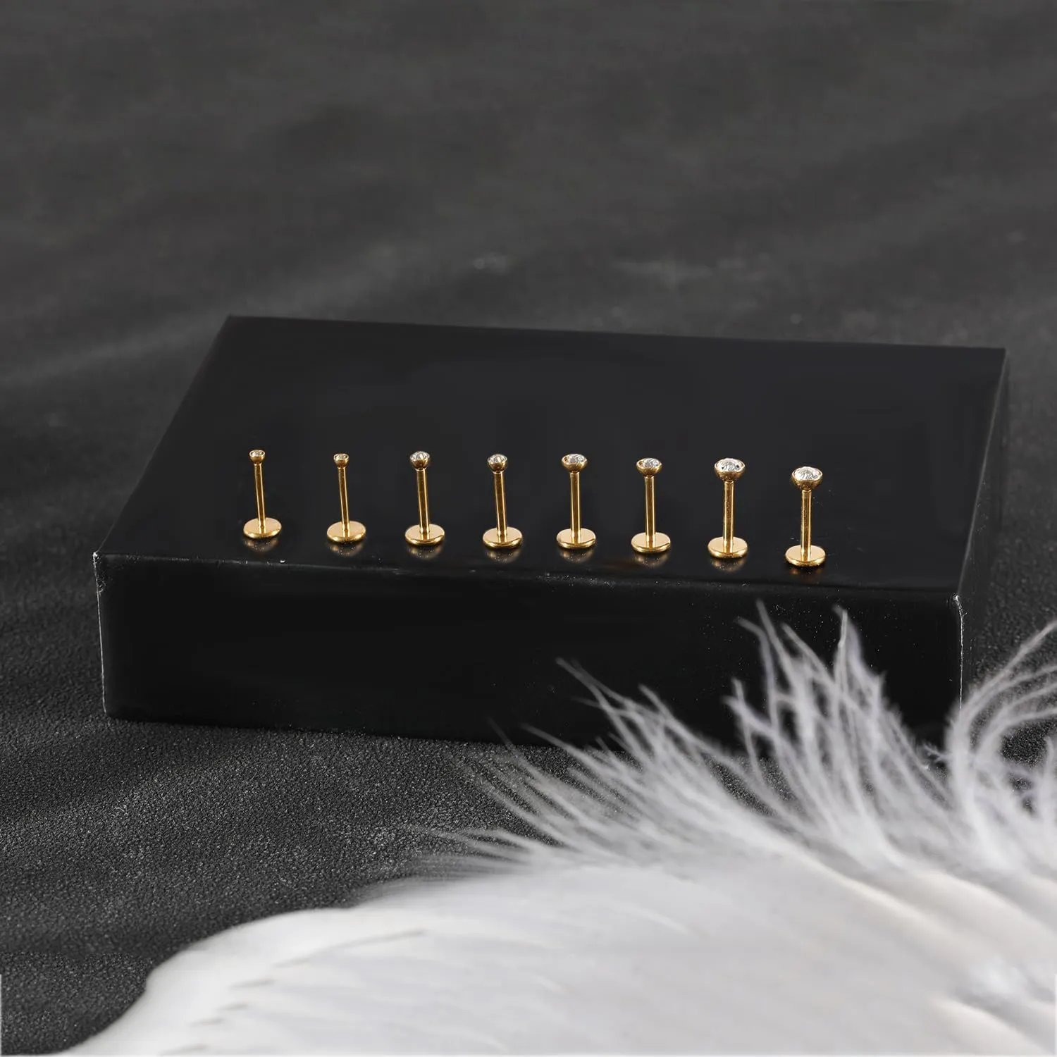 8Pcs 20G 18G Threadless Push in Nose Stud Rings for Women Men Stainless Steel Nose Studs Nostril Piercing Jewelry CZ Nose Rings Studs 1.5MM 2MM 2.5MM 3MM Black Silver Gold Bar Length 7mm 5mm