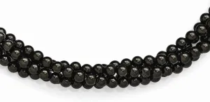 925 Sterling Silver 4 Row 4-5mm Blk Imitation Shell Pearl Twisted Neck 20"