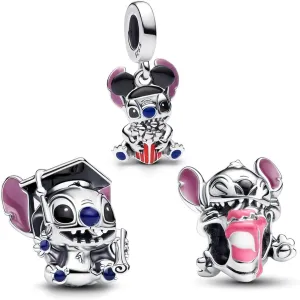 925 Sterling Silver Charms, Mickey, Stitch, Dopey, Winnie, Animal Series Charm Fits Pandora Bracelet Make DIY Jewellery Set Gifts for Ladies