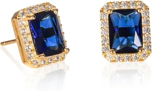 925 Sterling Silver Emerald Cut Stud Earrings for Women with White, Green, Blue, or Red Cubic Zirconia Stones, Emerald Cut Silver or Gold Earrings, Jewelry for Women with a Gift Box