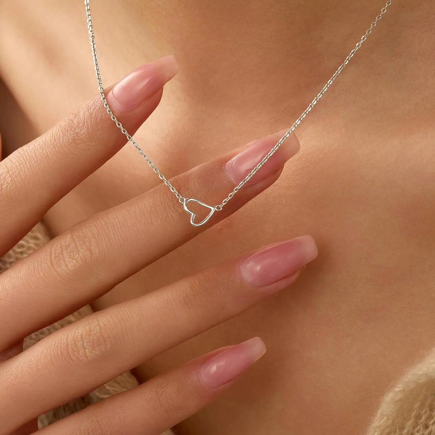 925 Sterling Silver Heart Necklaces for Women Dainty 14k Gold Plated Hollow Love Heart Pendant Necklace Mother Daughter Friendship Necklace Jewelry Birthday Graduation Gifts