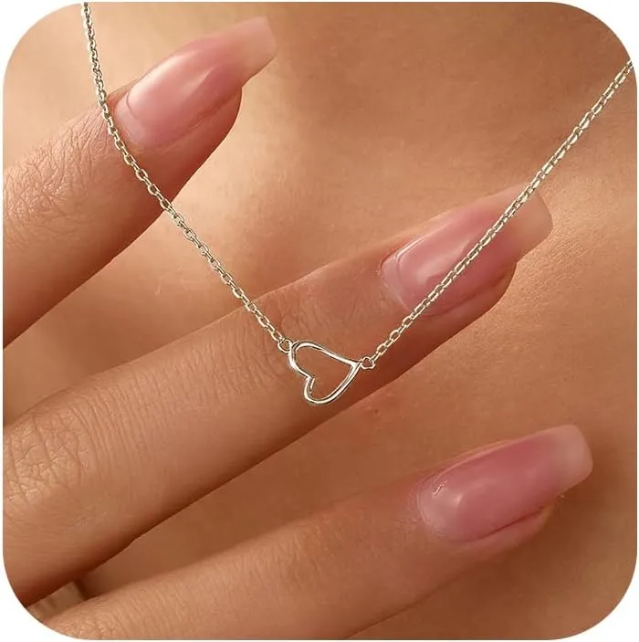 925 Sterling Silver Heart Necklaces for Women Dainty 14k Gold Plated Hollow Love Heart Pendant Necklace Mother Daughter Friendship Necklace Jewelry Birthday Graduation Gifts