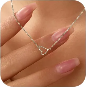 925 Sterling Silver Heart Necklaces for Women Dainty 14k Gold Plated Hollow Love Heart Pendant Necklace Mother Daughter Friendship Necklace Jewelry Birthday Graduation Gifts