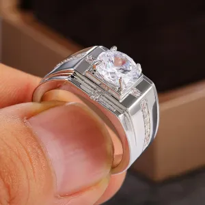 925 Sterling Silver Moissanite Rings for Men Silver Plated White Gold Promise Rings for Him Diamond Ring Cubic Zirconia Anniversary Rings Cz Multi Row Ring Eternity Engagement Wedding Band Ring9