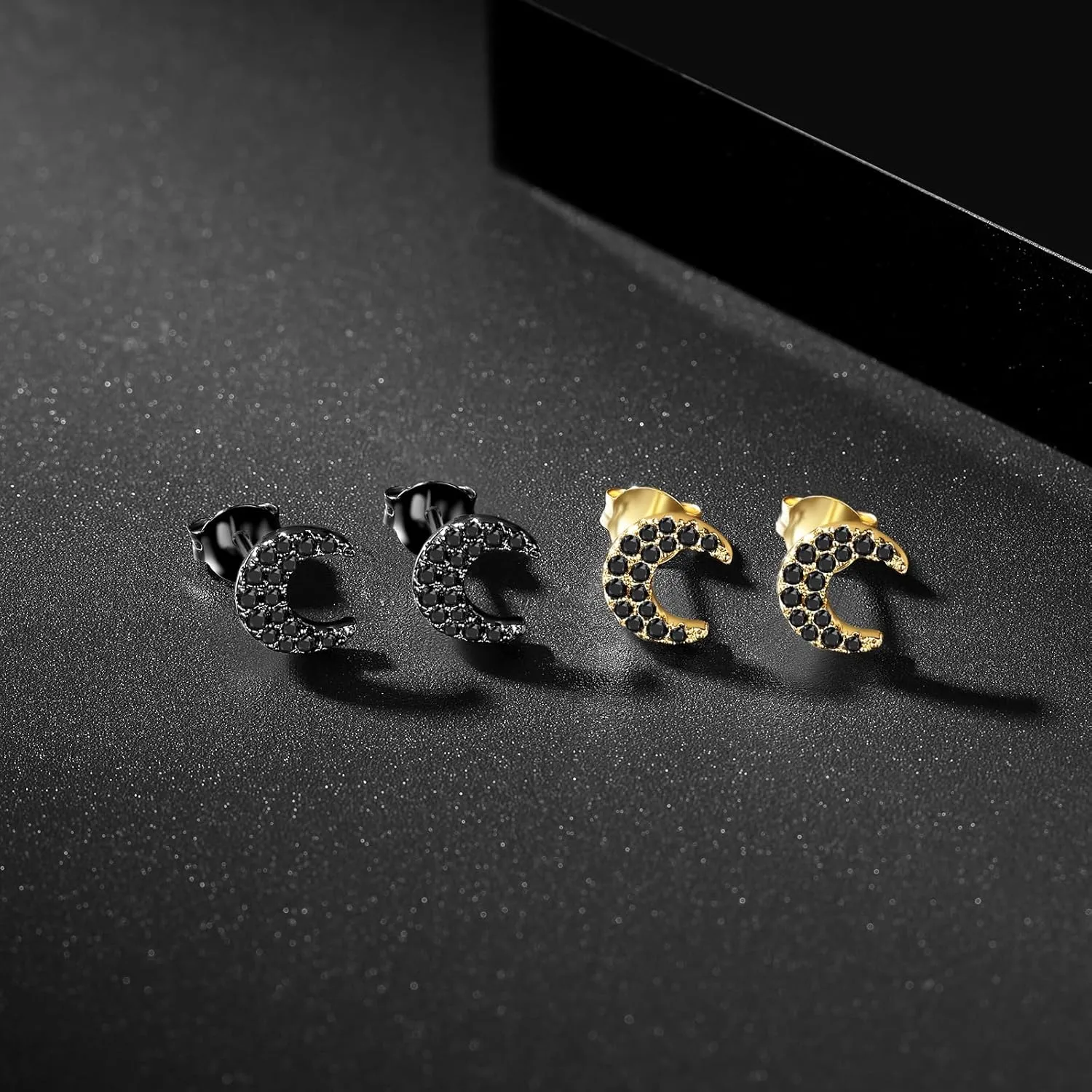 925 Sterling Silver Post Cubic Zirconia Celestial Moon and Star Stud Earrings | Dainty Earrings for Women