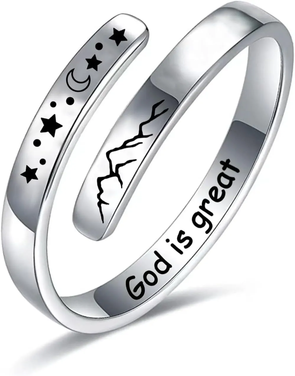 925 Sterling Silver Rings Inspirational Jewelry for Women Faith Cross Ring Gifts for Daughter Friend Faith Over Fear Wrap Open Ring Adjustable