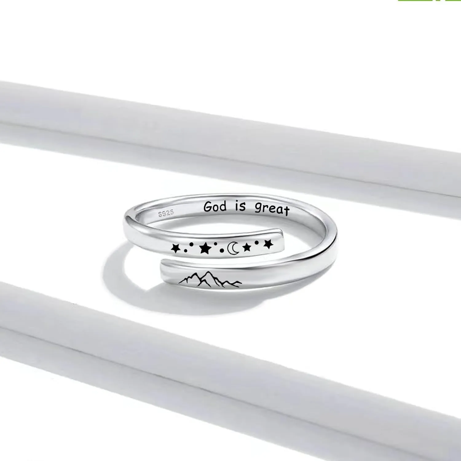 925 Sterling Silver Rings Inspirational Jewelry for Women Faith Cross Ring Gifts for Daughter Friend Faith Over Fear Wrap Open Ring Adjustable