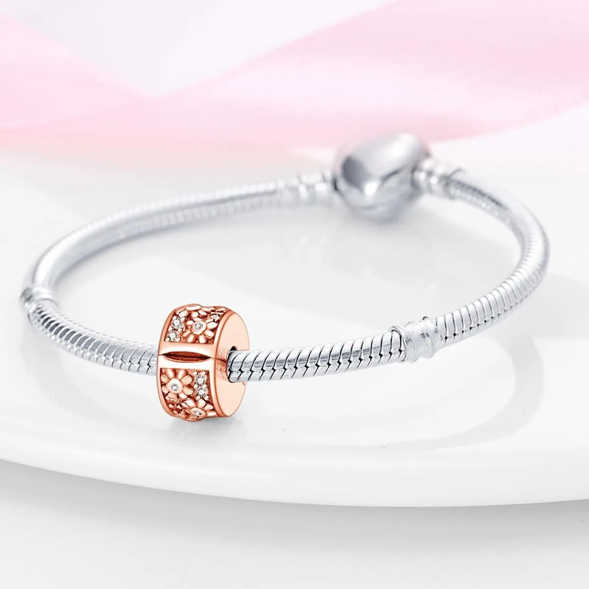 925 Sterling Silver Stopper Clip Charms for Bracelet Necklace Spacer Beads with 5A Cubic Zirconia Mother's Day Christmas DIY Gift for Women(2PCS)