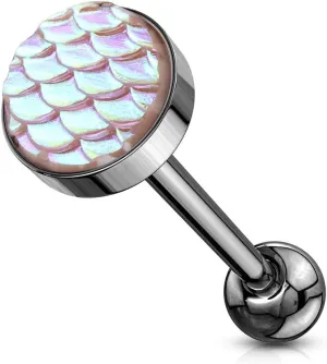 AB Effect Fish Scale Flat Set Top 316L Surgical Steel WILDKLASS Barbell Tongue Rings