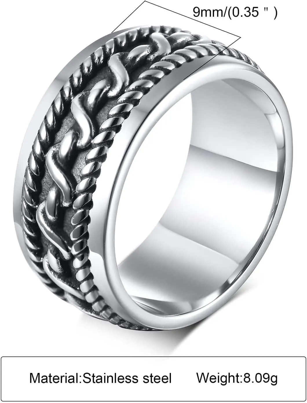 Aienid Stainless Steel Couple Ring Customizable 9MM Silver Ring Set for Men Engagement Wedding Ring for Couple