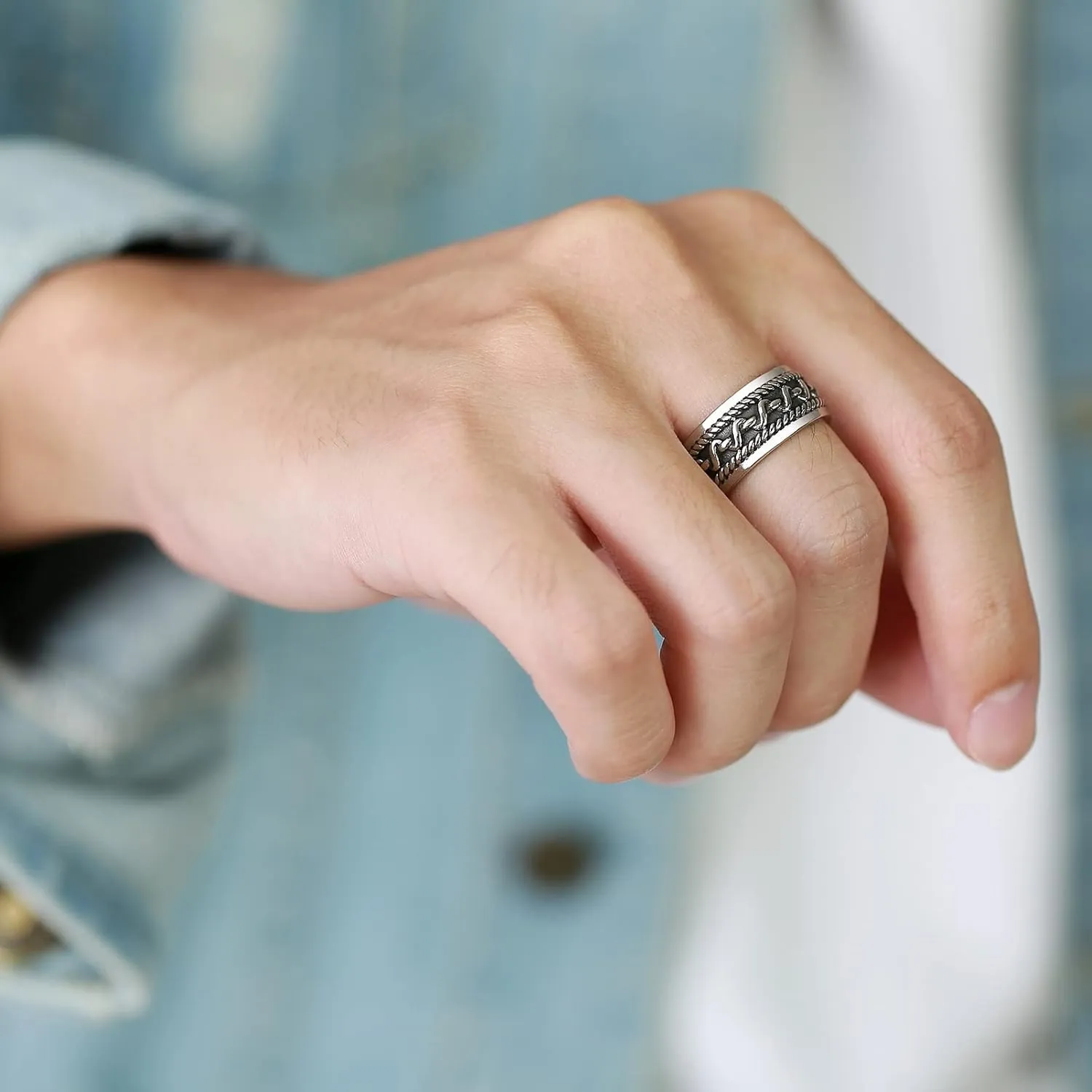 Aienid Stainless Steel Couple Ring Customizable 9MM Silver Ring Set for Men Engagement Wedding Ring for Couple