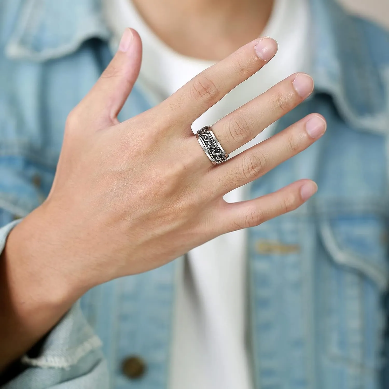 Aienid Stainless Steel Couple Ring Customizable 9MM Silver Ring Set for Men Engagement Wedding Ring for Couple