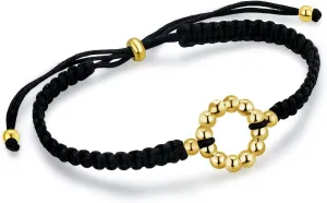 AiliFe Black String Bracelet Adjustable Handmade Flower 14K Gold Plated Friendship Bracelets for Women Men Girls Boys Friends Gifts