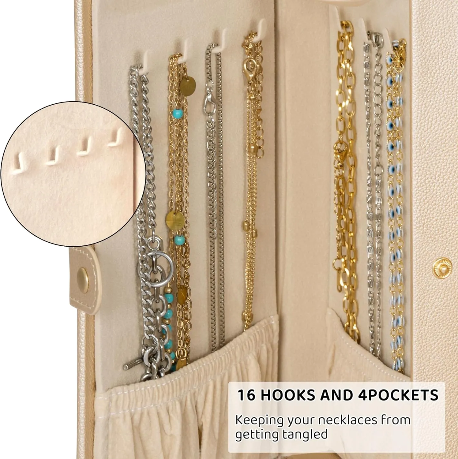 AKOZLIN 6-Tier Jewelry Box Lockable Leather Jewelry Storage Case with 5 Drawers for Women Girls Ring Necklace Earring Bracelet Holder Organizer with Mirror