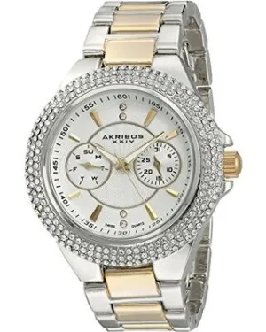 Akribos Xxiv Silver Dial Two-tone Alloy Ladies Watch AK789TTG