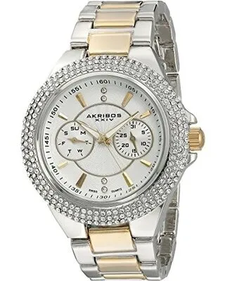 Akribos Xxiv Silver Dial Two-tone Alloy Ladies Watch AK789TTG