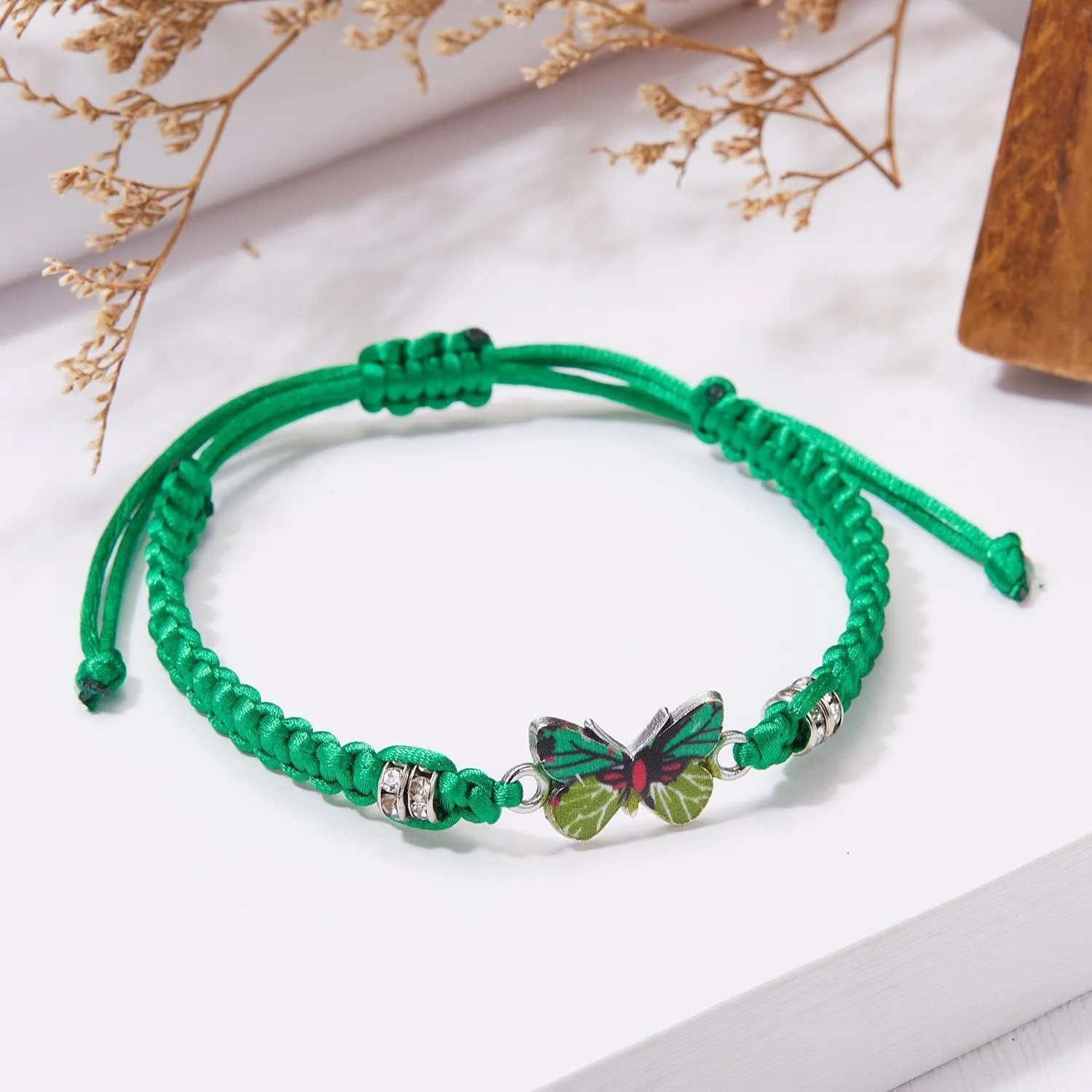 Always Believe in Yourself Butterfly Bracelet - Cute Charm Bracelets for Women, Adjustable Braided Rope, Lucky Friendship Matching Bracelet