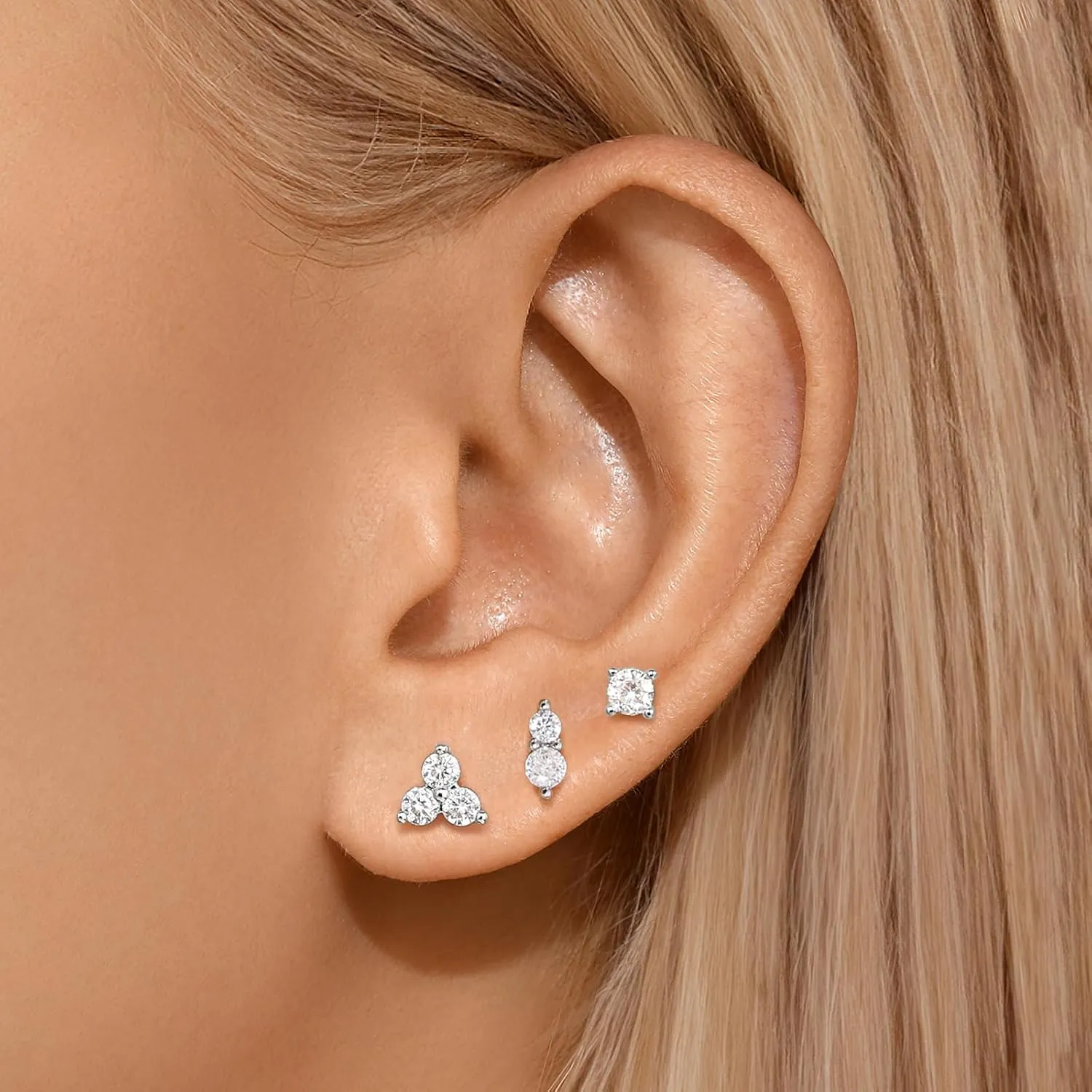 Angelady Flat Back Earrings Set for Women, 14K Gold Plated Flat Back Stud Earring Hypoallergenic, Sterling Silver Cartilage Earrings Helix Piercing Jewelry for Women