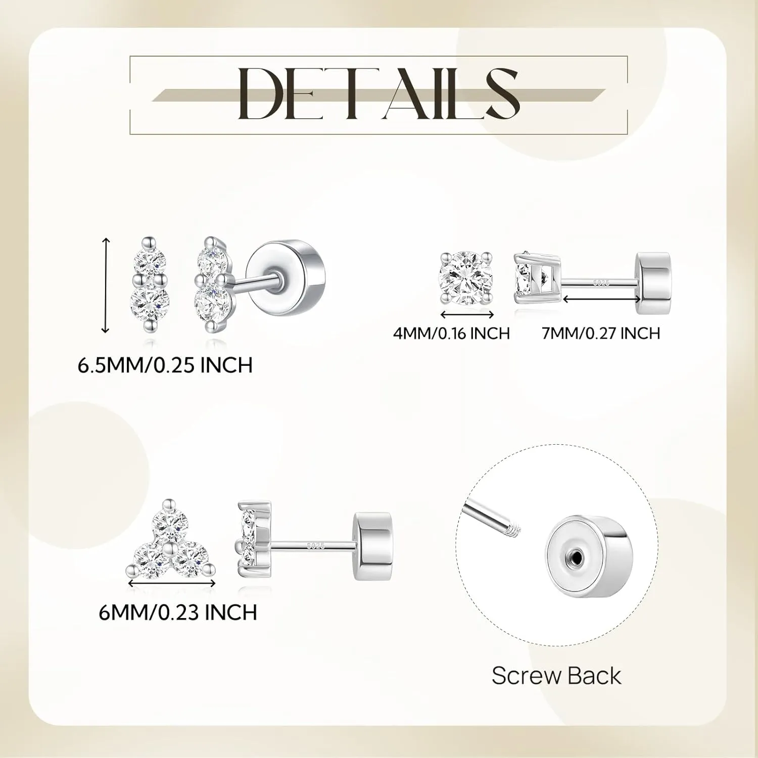 Angelady Flat Back Earrings Set for Women, 14K Gold Plated Flat Back Stud Earring Hypoallergenic, Sterling Silver Cartilage Earrings Helix Piercing Jewelry for Women