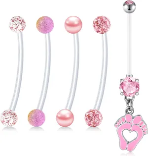 Anicina 14G Flexible Clear Acrylic Pregnancy Belly Button Ring Personalized Dangle Pregnancy Maternity Belly Rings 22/25/32/35/38mm