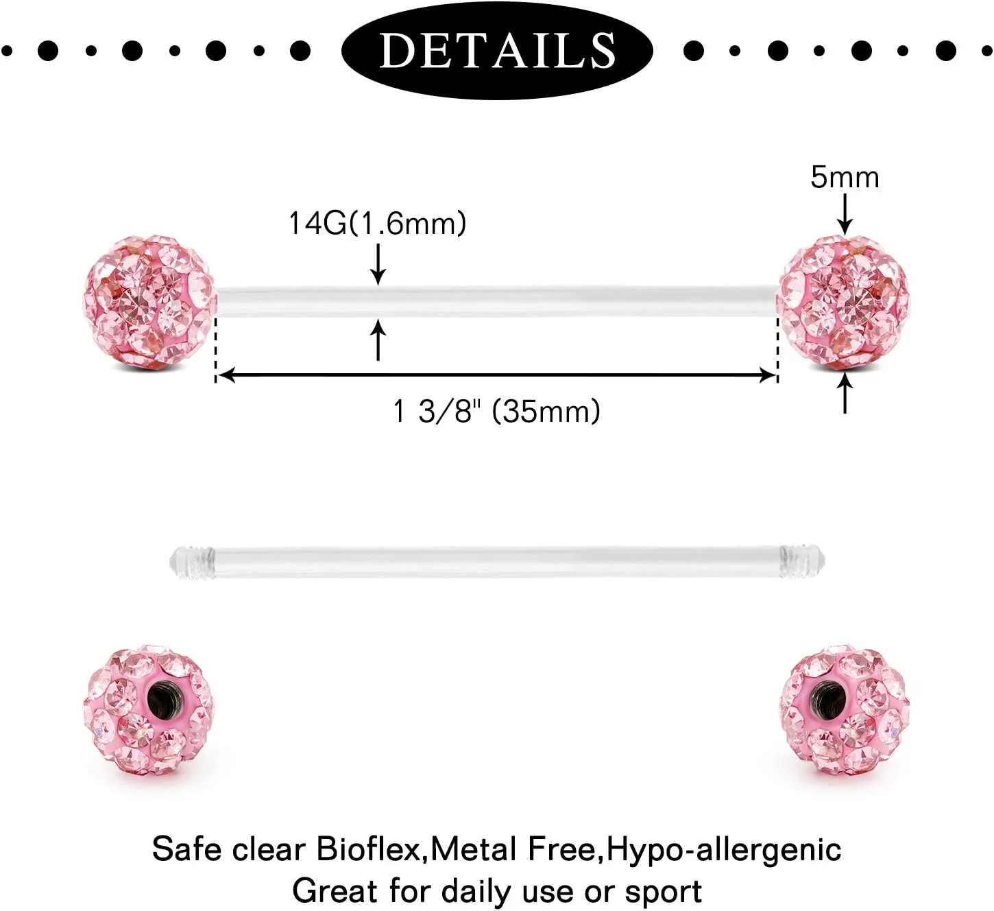 Anicina 14G Flexible Clear Acrylic Pregnancy Belly Button Ring Personalized Dangle Pregnancy Maternity Belly Rings 22/25/32/35/38mm
