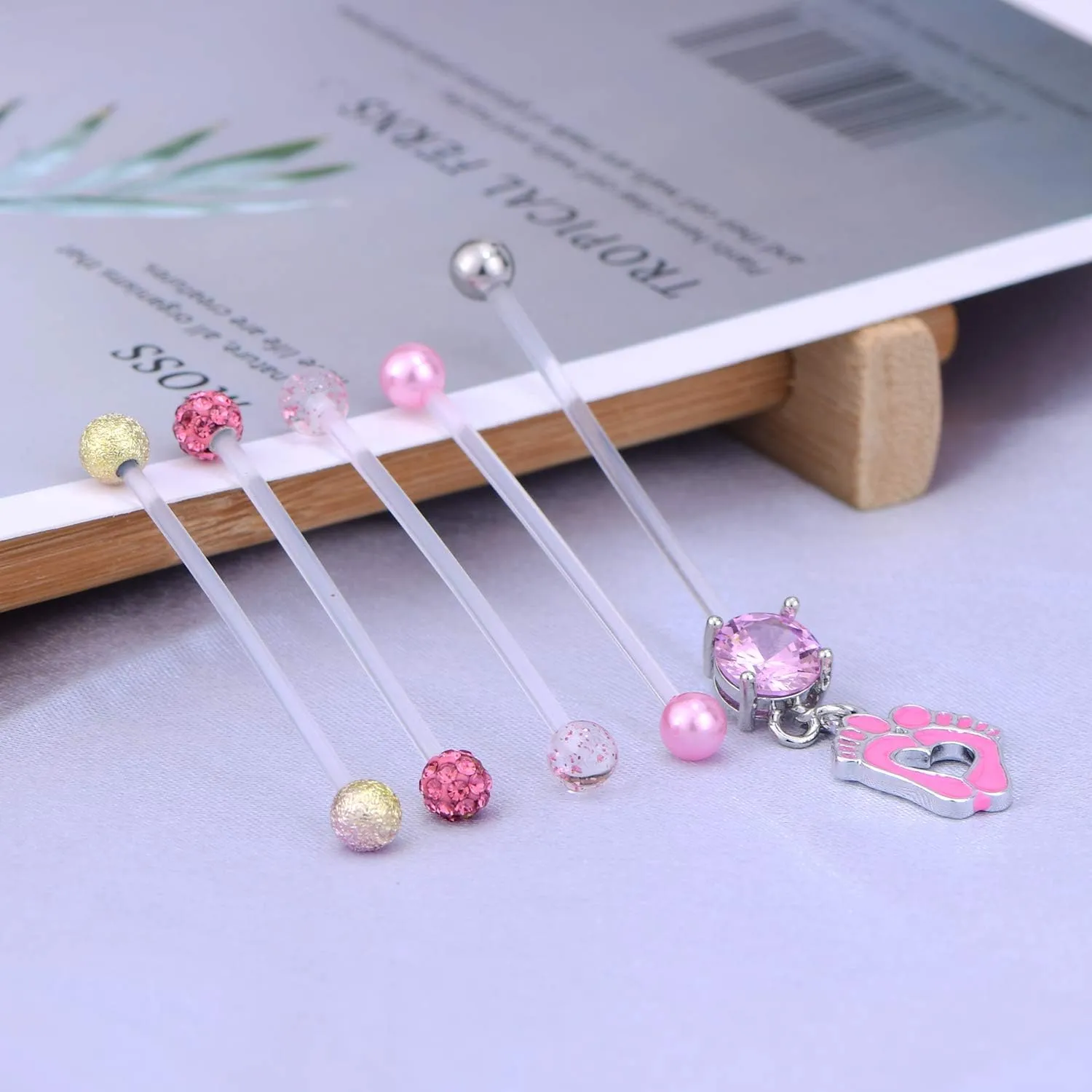 Anicina 14G Flexible Clear Acrylic Pregnancy Belly Button Ring Personalized Dangle Pregnancy Maternity Belly Rings 22/25/32/35/38mm