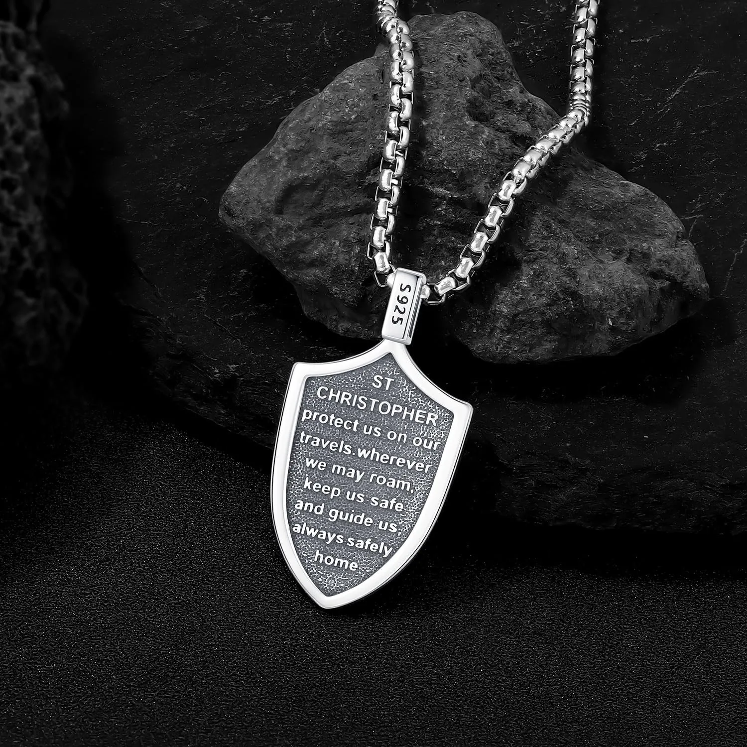 Aniu St. Michael/St. Christopher/St.Bemedict/Jesus Cross Pendant Necklaces Sterling Silver Religious Gifts for Men Women