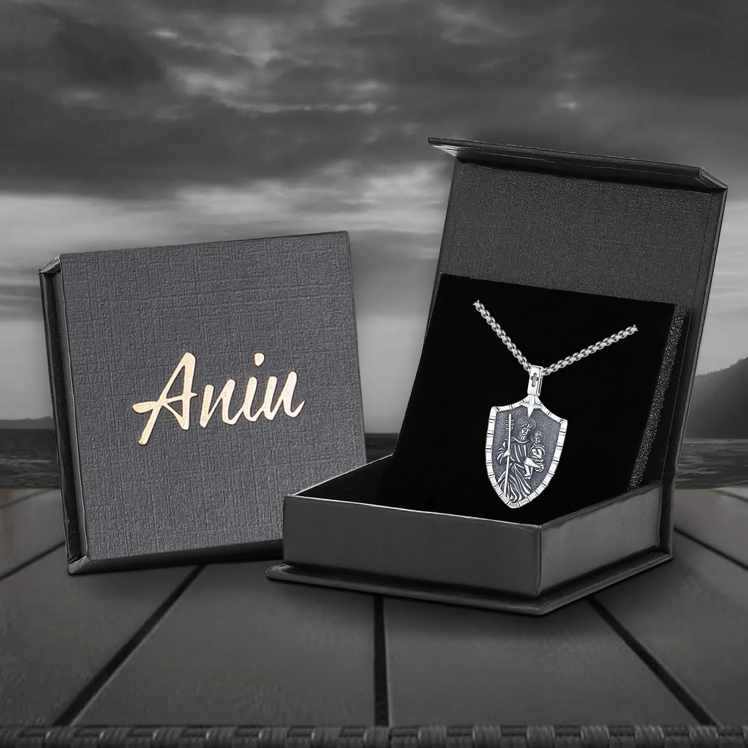 Aniu St. Michael/St. Christopher/St.Bemedict/Jesus Cross Pendant Necklaces Sterling Silver Religious Gifts for Men Women