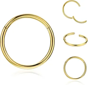 ANNGEE Hypoallergenic Nose Rings For Women Men Collection: 316L Surgical Steel Hoop Earring for Septum, Cartilage, Hinged Helix, Rook, Conch, Tragus, Lip Piercing Jewelry