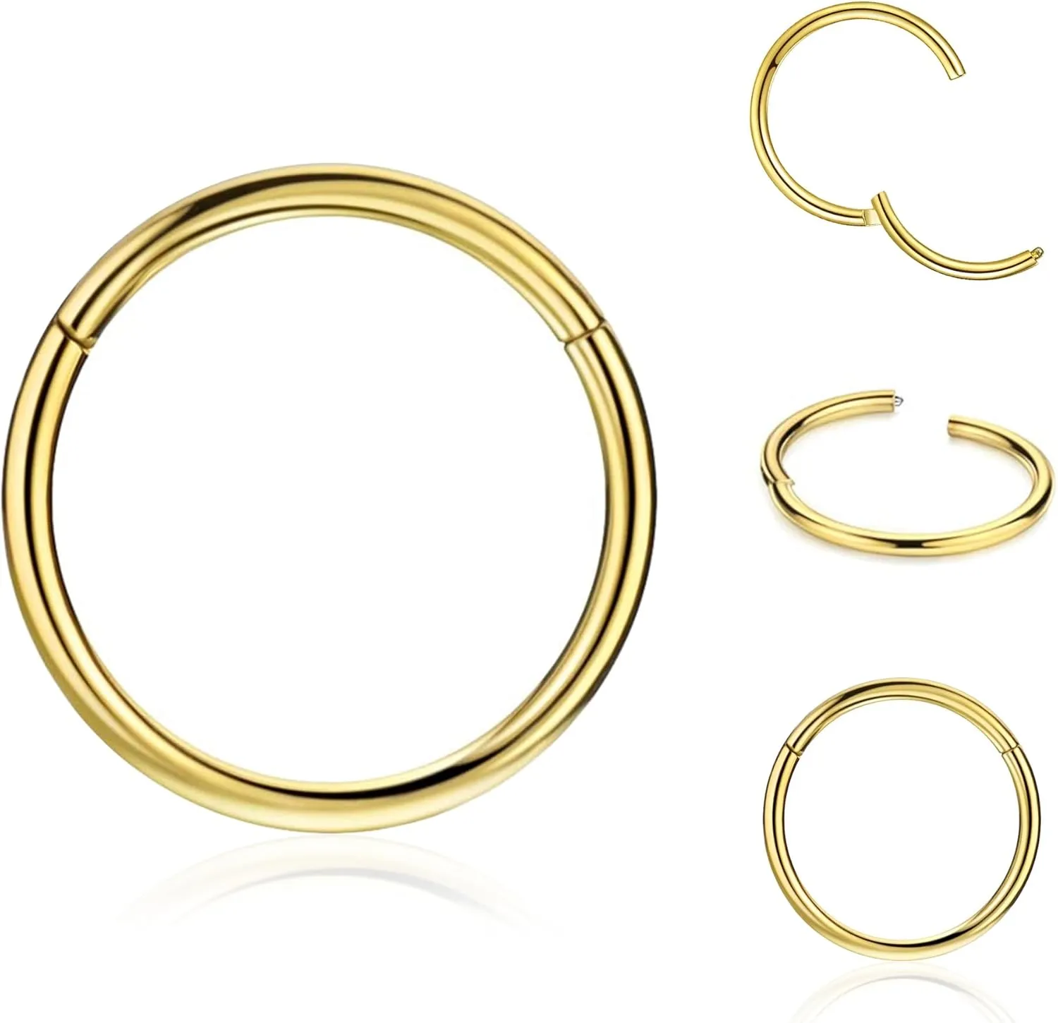 ANNGEE Hypoallergenic Nose Rings For Women Men Collection: 316L Surgical Steel Hoop Earring for Septum, Cartilage, Hinged Helix, Rook, Conch, Tragus, Lip Piercing Jewelry