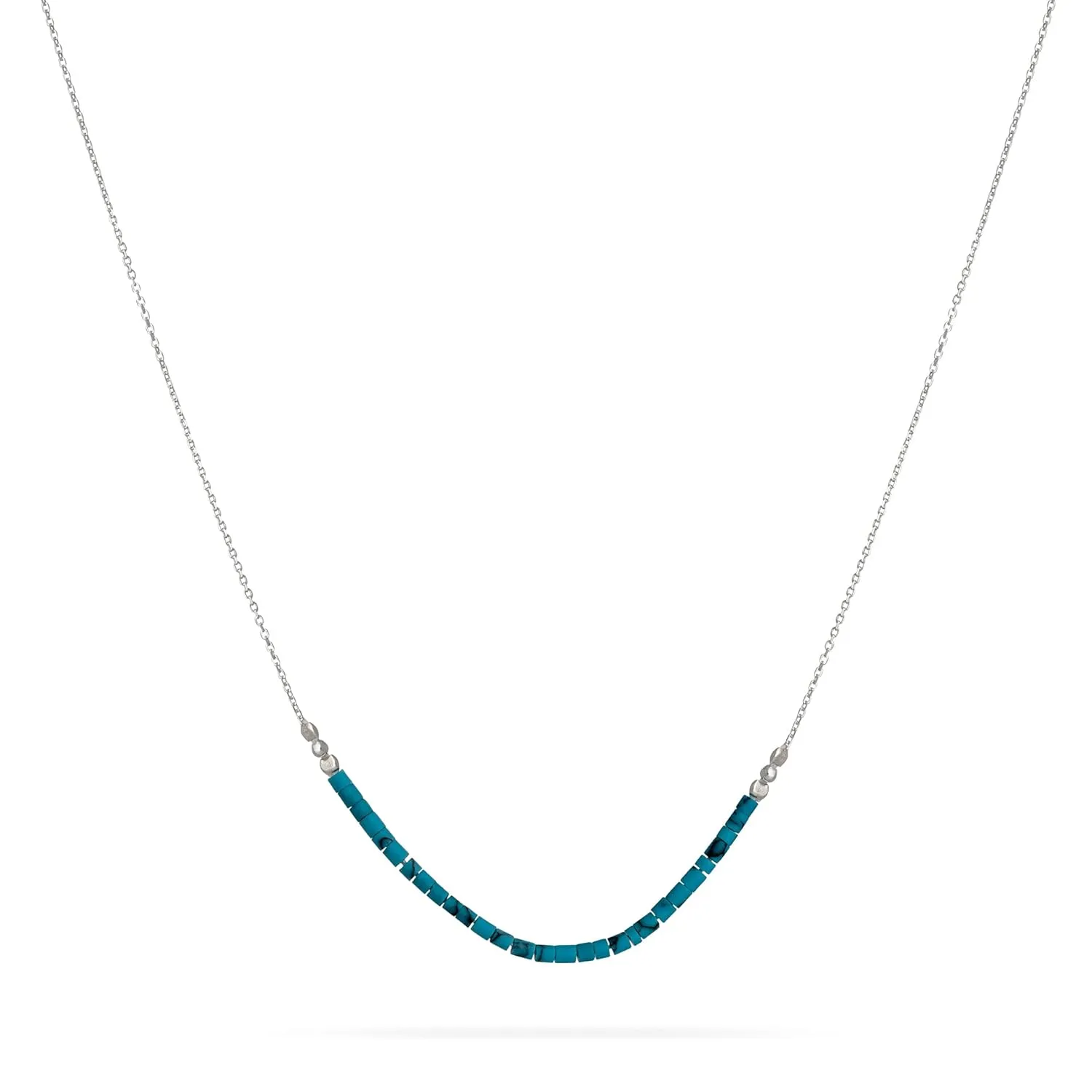 Annika Bella Turquoise Necklace - Beaded Necklaces, 925 Sterling Silver Chain, Turquoise Jewelry for Women, Beaded Jewelry for Summer, Dainty Gift for Her