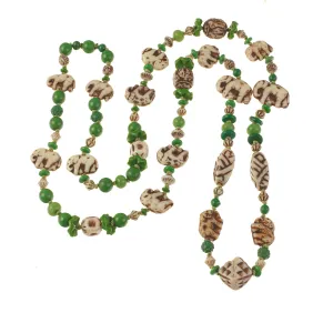 Art Deco Egypian Revival style 1920s Neiger Brother's bead necklace 36 inches. nlbd2211