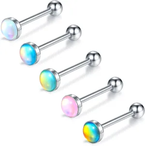 Aumeo 5PCS 14G Tongue Rings - Surgical Steel Tongue Piercing Barbell Jewelry for Men and Women