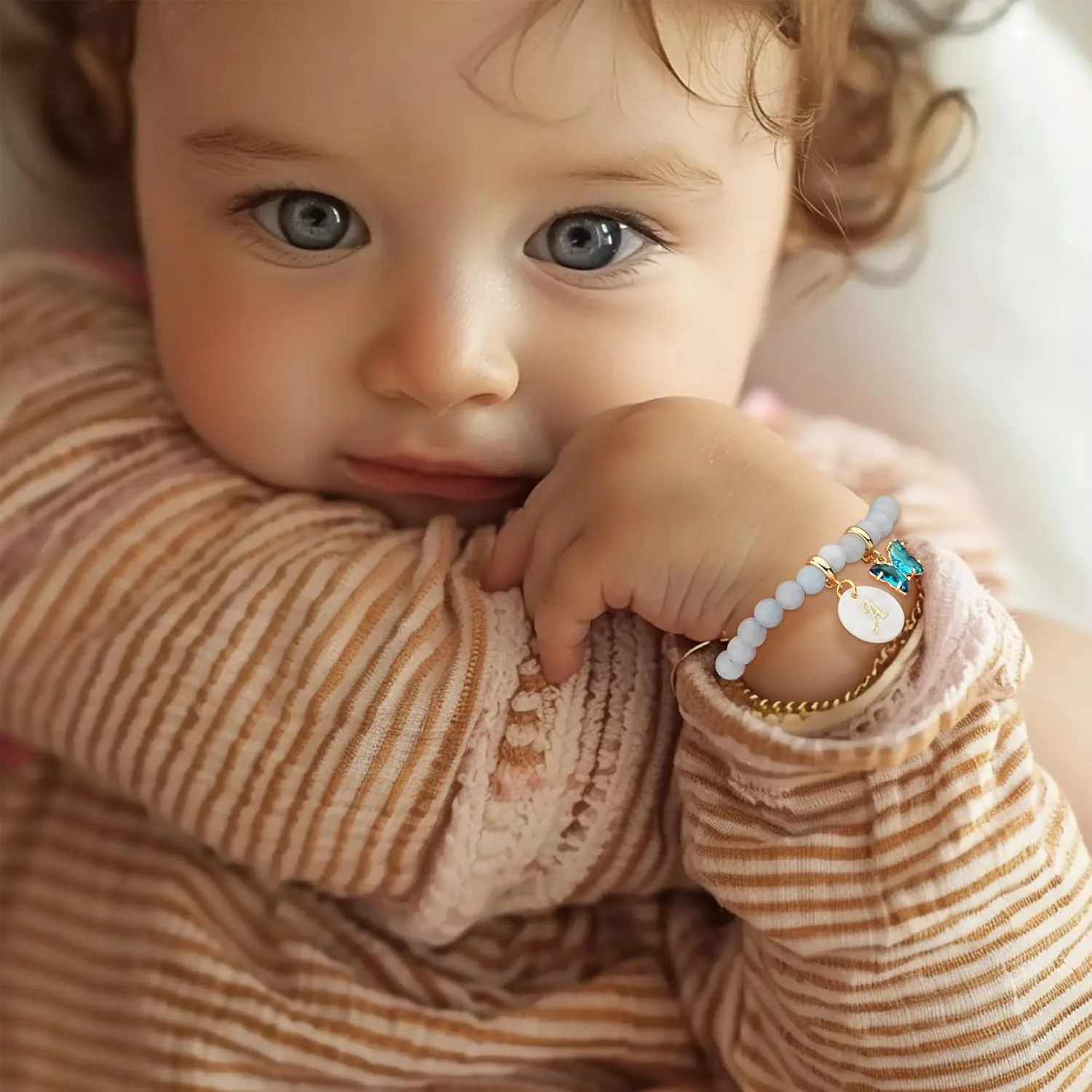 Baby Crystal Bracelet Customizable Birthstone Bracelet Customized Initials Girls' Charm Bracelets Suitable For Children Flower Girls Sister Birthday Wedding Party Baptism
