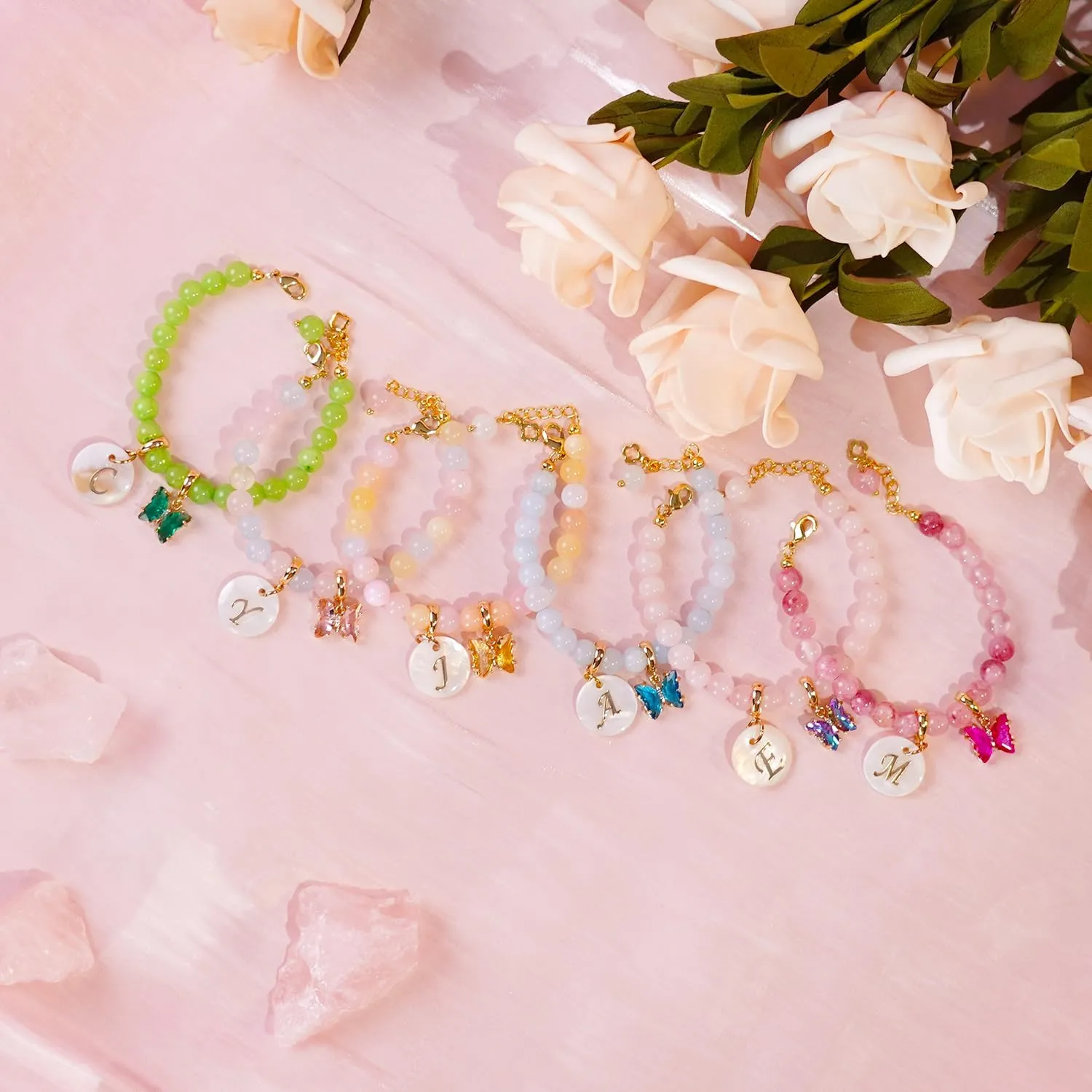 Baby Crystal Bracelet Customizable Birthstone Bracelet Customized Initials Girls' Charm Bracelets Suitable For Children Flower Girls Sister Birthday Wedding Party Baptism