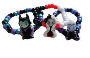 Bad Girl Villians Cruella Ursula Maleficant Kandi Single Bracelets Set