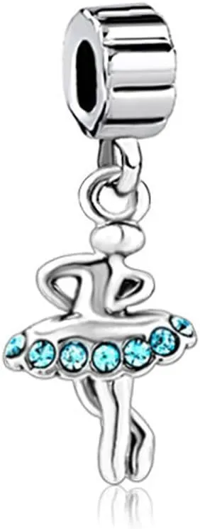 Ballet Dancer Girl Dress Charm Ballerina Dangle Bead for Snake Chain Bracelet