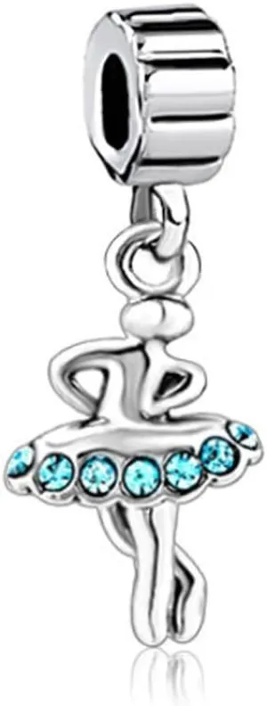 Ballet Dancer Girl Dress Charm Ballerina Dangle Bead for Snake Chain Bracelet