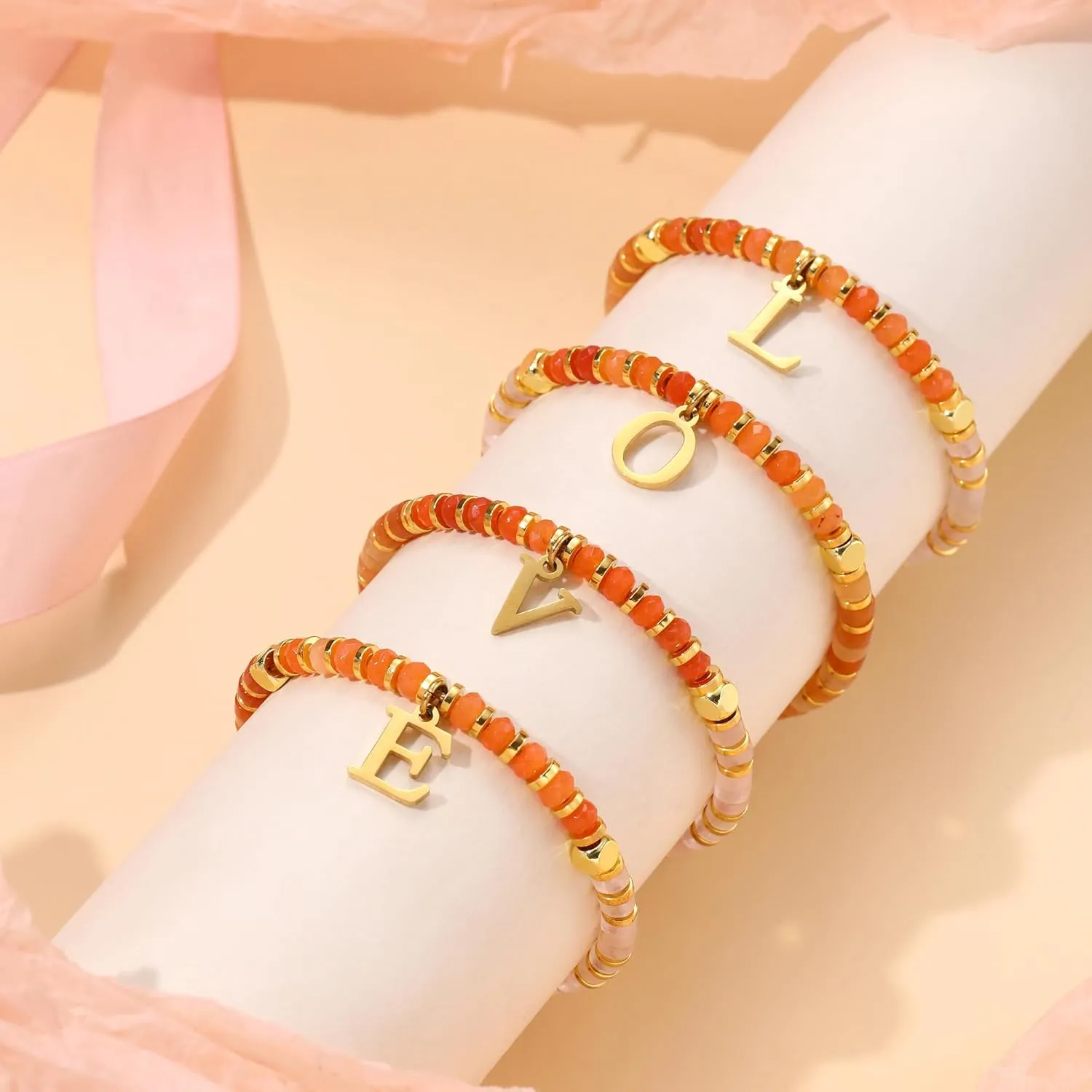 Beaded Bracelets for Women Adjustable Letter Bracelet Birthday Gifts for Women Friendship Christmas Stocking Stuffers Initial N