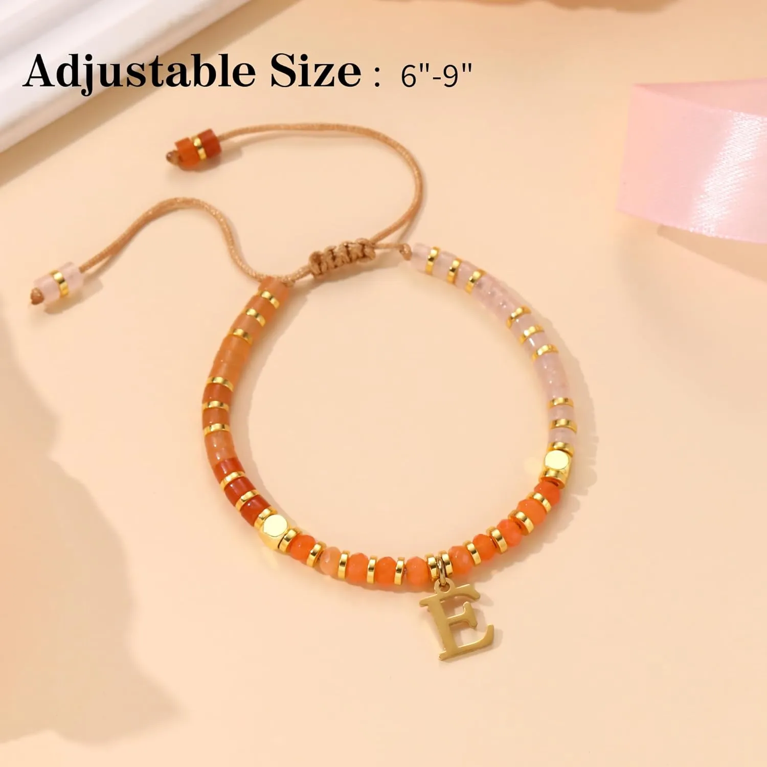 Beaded Bracelets for Women Adjustable Letter Bracelet Birthday Gifts for Women Friendship Christmas Stocking Stuffers Initial N