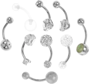 Belly Button Hoop Rings Initial Piercing Jewelry Set Fashion Navel Rings for Women Stainless Steel Pack