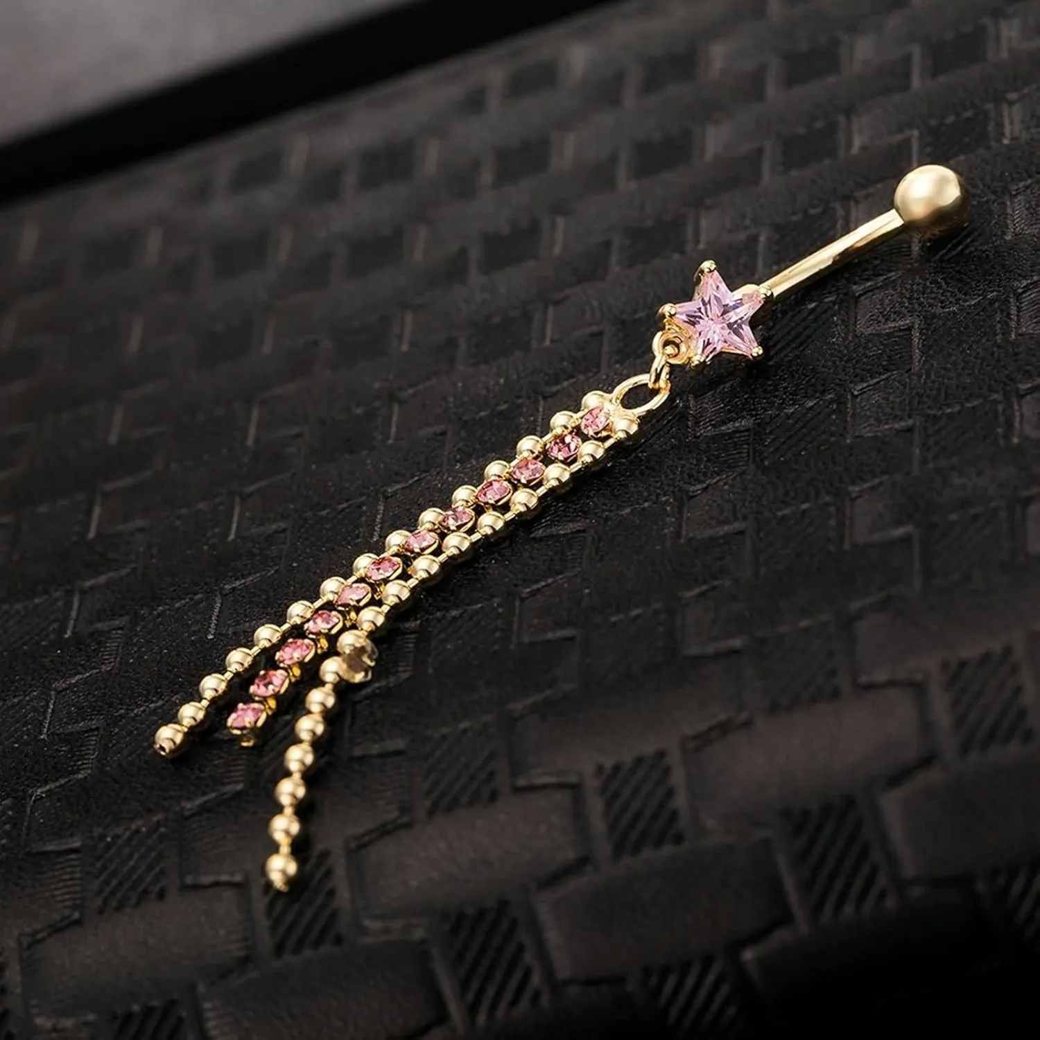Belly Button Rings for Women, Belly Button Rings Dangle Stainless Steel Belly Button Rings Long Star with Cubic Zirconia Belly Button Piercing Jewelry