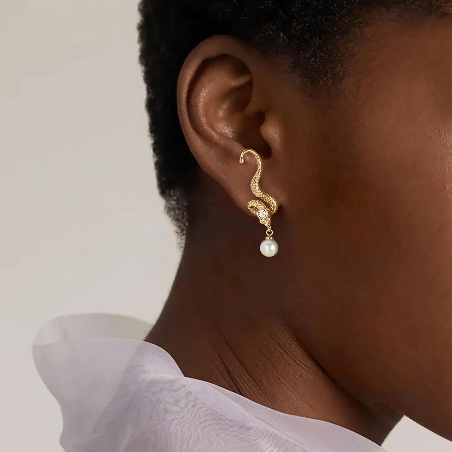 BENEIGE Gold Stud Earrings for Women Dainty 14K Gold Plated Snake Studs Earrings Handmade Hypoallergenic Minimalist Jewelry for Women